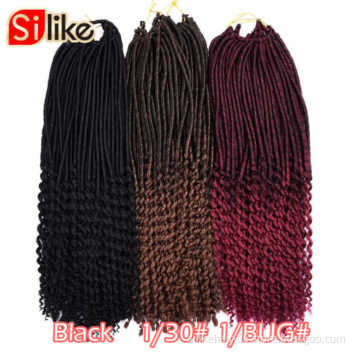20inch Goddess Locs Crochet Braids Black Wavy Faux Locs Crochet Hair Curly Ends Dreadlocks Synthetic Braiding Hair Extensions